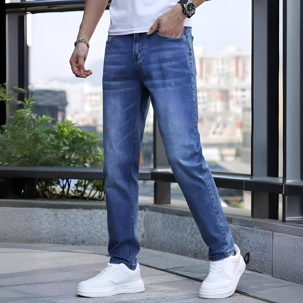 Effen comfortabele herenjeans