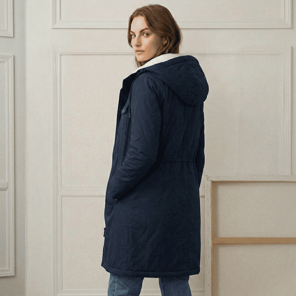 Warme Lange Winterparka voor Dames met Fleece Voering en Capuchon