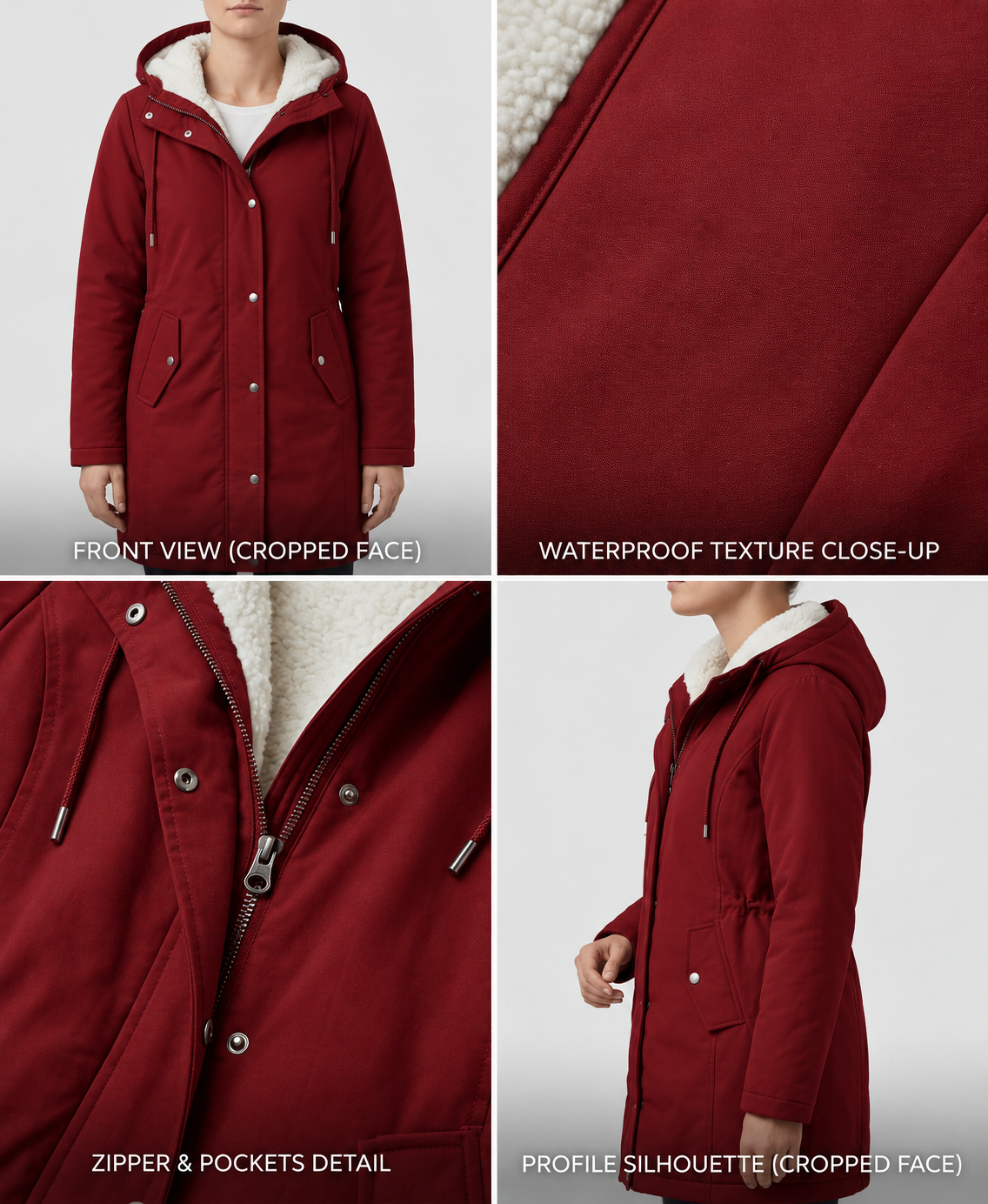 Warme Lange Winterparka voor Dames met Fleece Voering en Capuchon