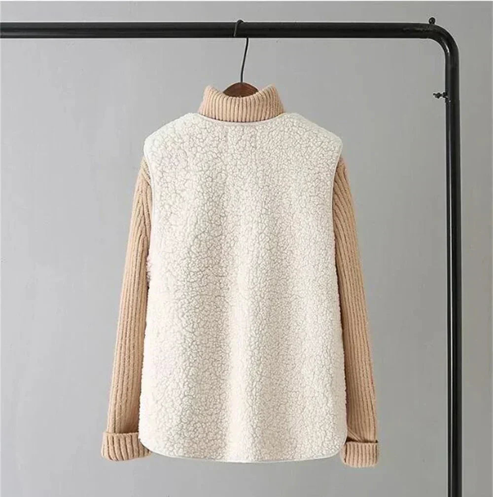 Vrouwen Zachte Warme Fleece Cardigan met Zakken