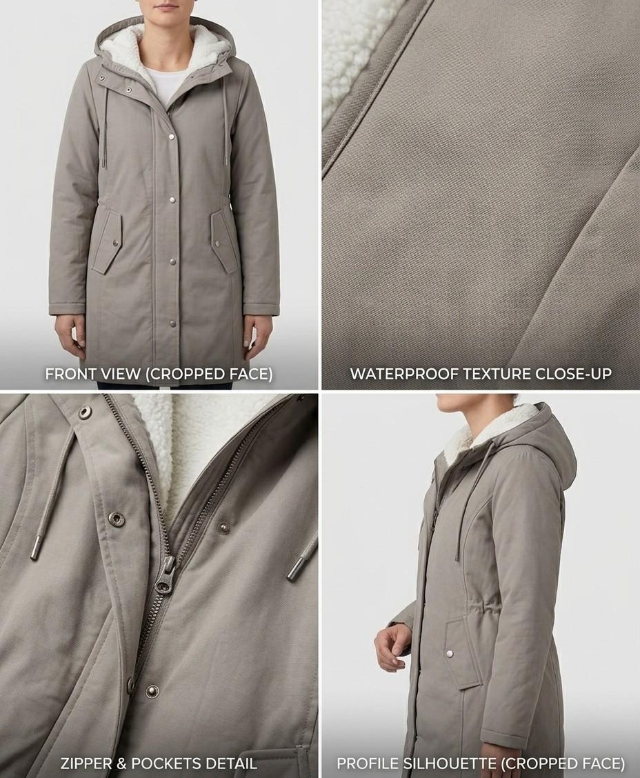 Warme Lange Winterparka voor Dames met Fleece Voering en Capuchon