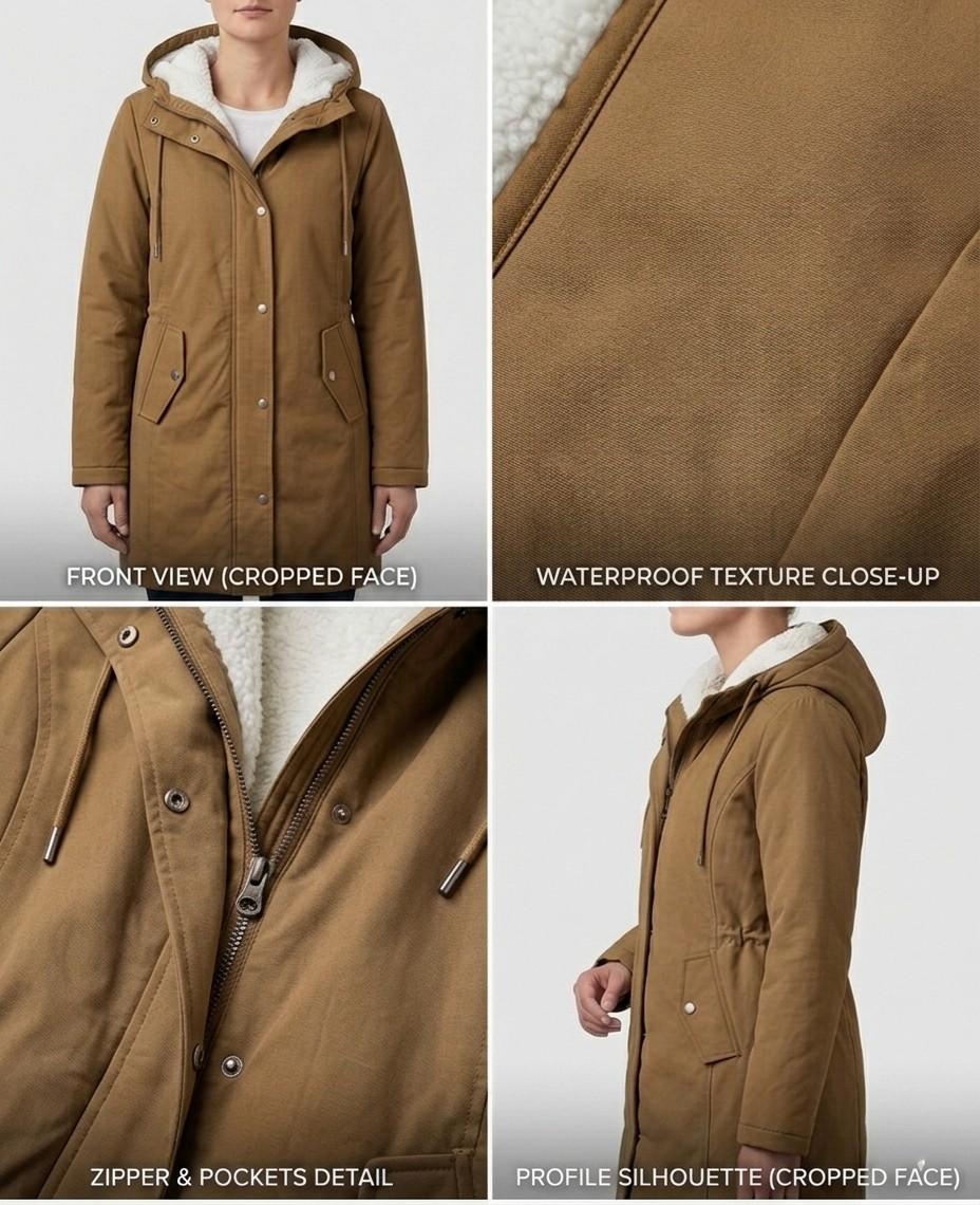 Warme Lange Winterparka voor Dames met Fleece Voering en Capuchon
