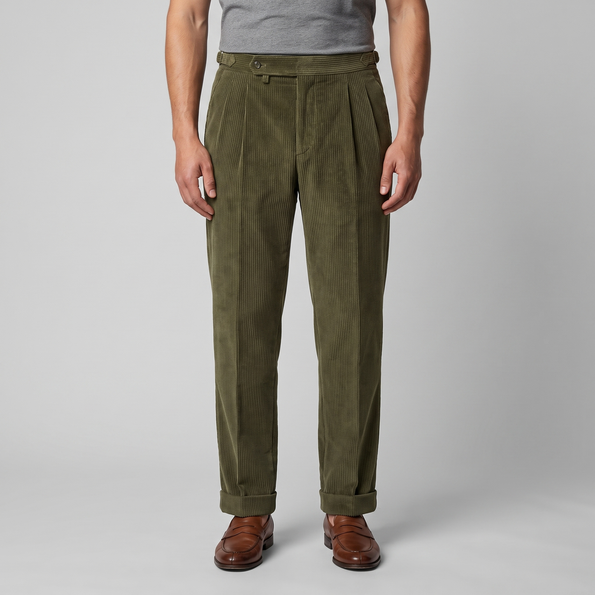 Corduroy Geplooide Broek Heren