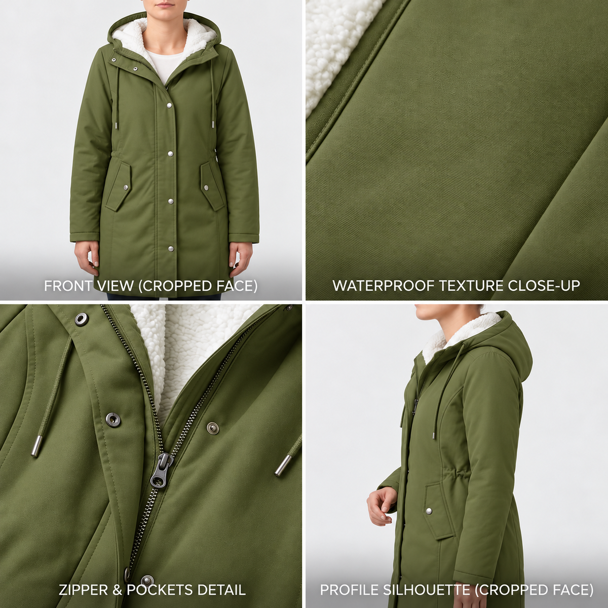 Warme Lange Winterparka voor Dames met Fleece Voering en Capuchon