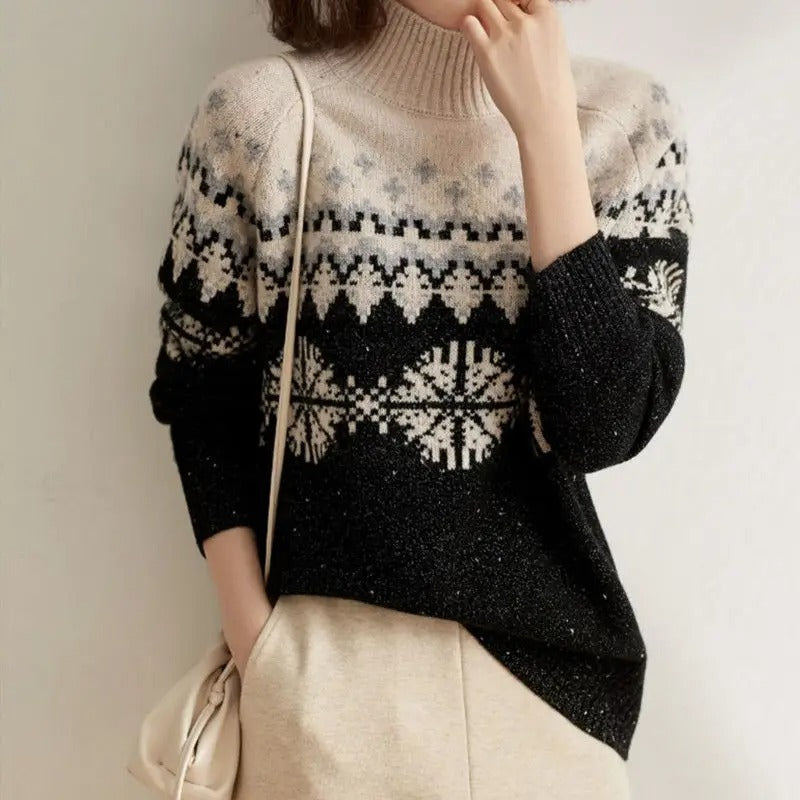Warme Zachte Elegante Dames Trui Met Hoge Coltrui
