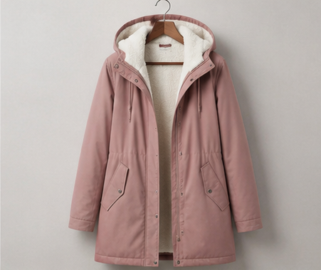 Warme Lange Winterparka voor Dames met Fleece Voering en Capuchon