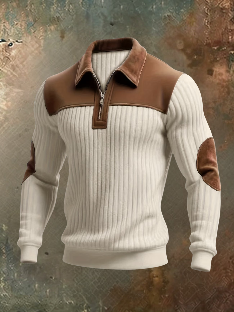 Luxe herentrui met details in suèdelook