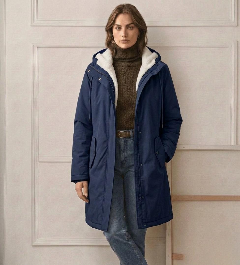 Warme Lange Winterparka voor Dames met Fleece Voering en Capuchon