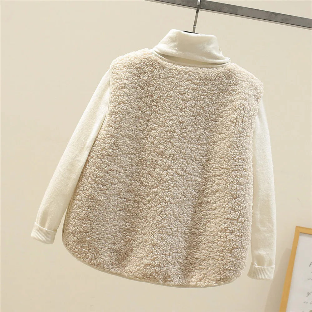 Vrouwen Zachte Warme Fleece Cardigan met Zakken