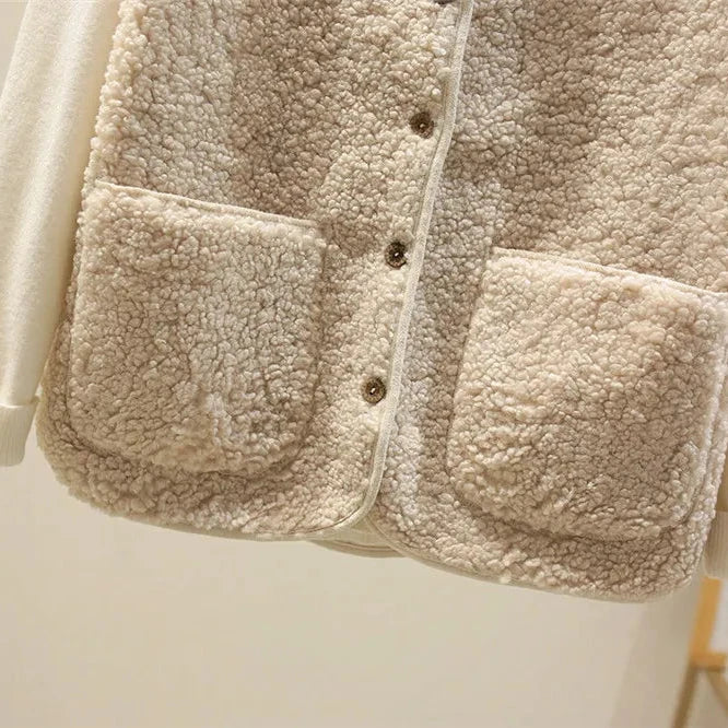 Vrouwen Zachte Warme Fleece Cardigan met Zakken