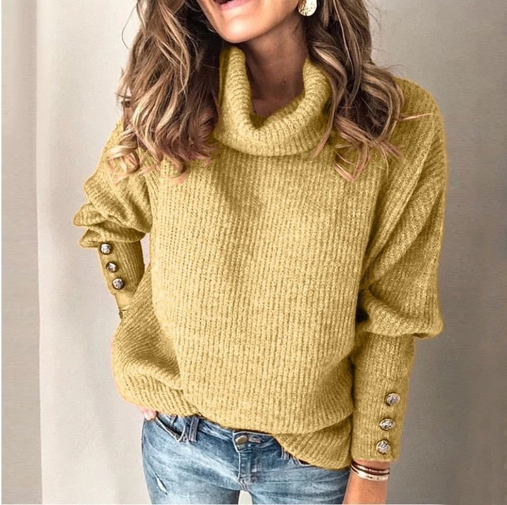 Zachte Gebreide Oversized Dames Coltrui met Knopen Details