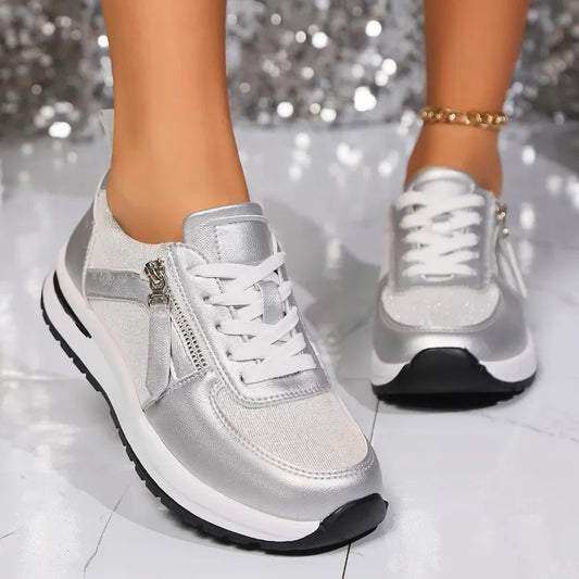 Comfortabele Dames Sneakers Met Veters En Antislip Zool