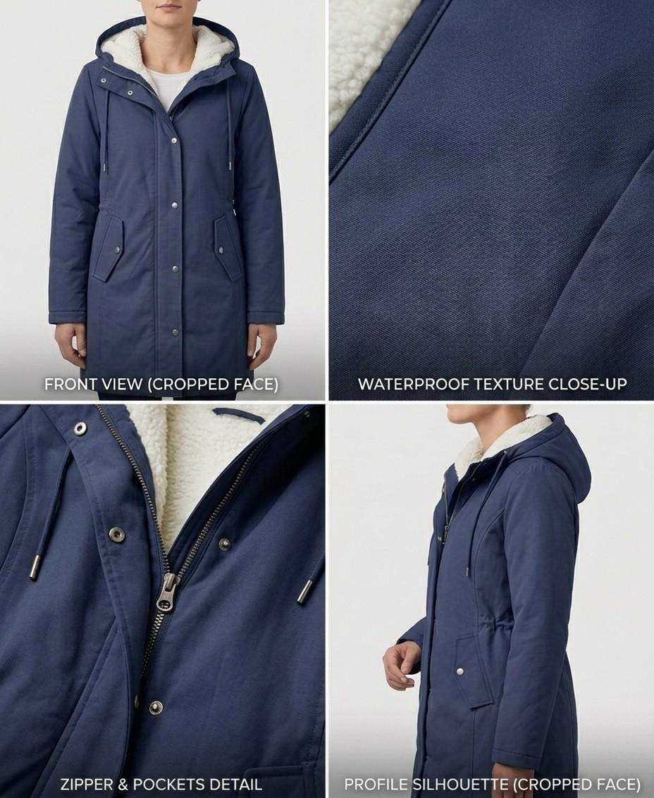 Warme Lange Winterparka voor Dames met Fleece Voering en Capuchon