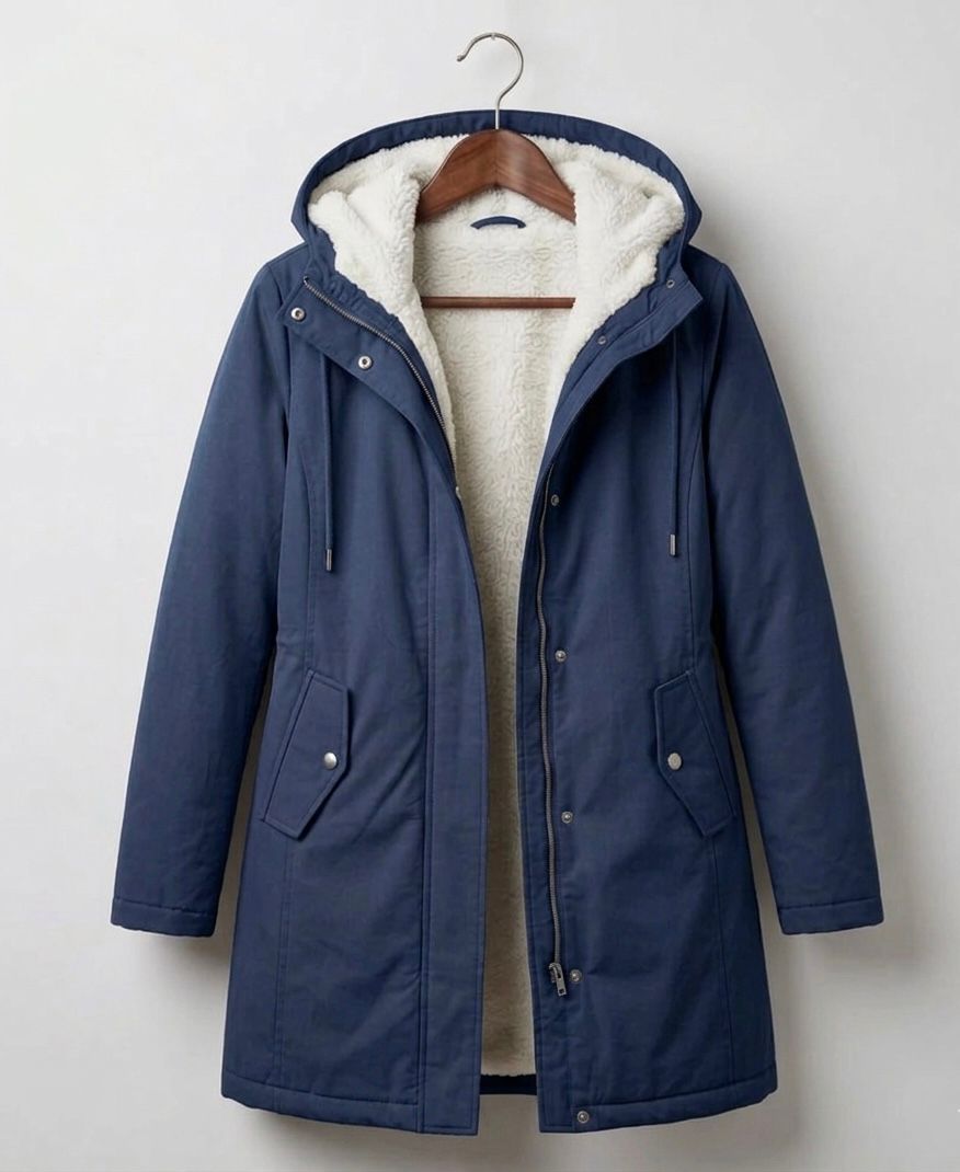Warme Lange Winterparka voor Dames met Fleece Voering en Capuchon