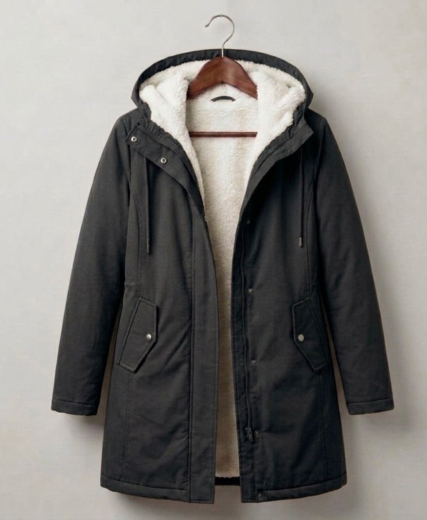 Warme Lange Winterparka voor Dames met Fleece Voering en Capuchon