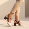 Slingback Pumps voor Dames met Blokhak en Kleurvlakken