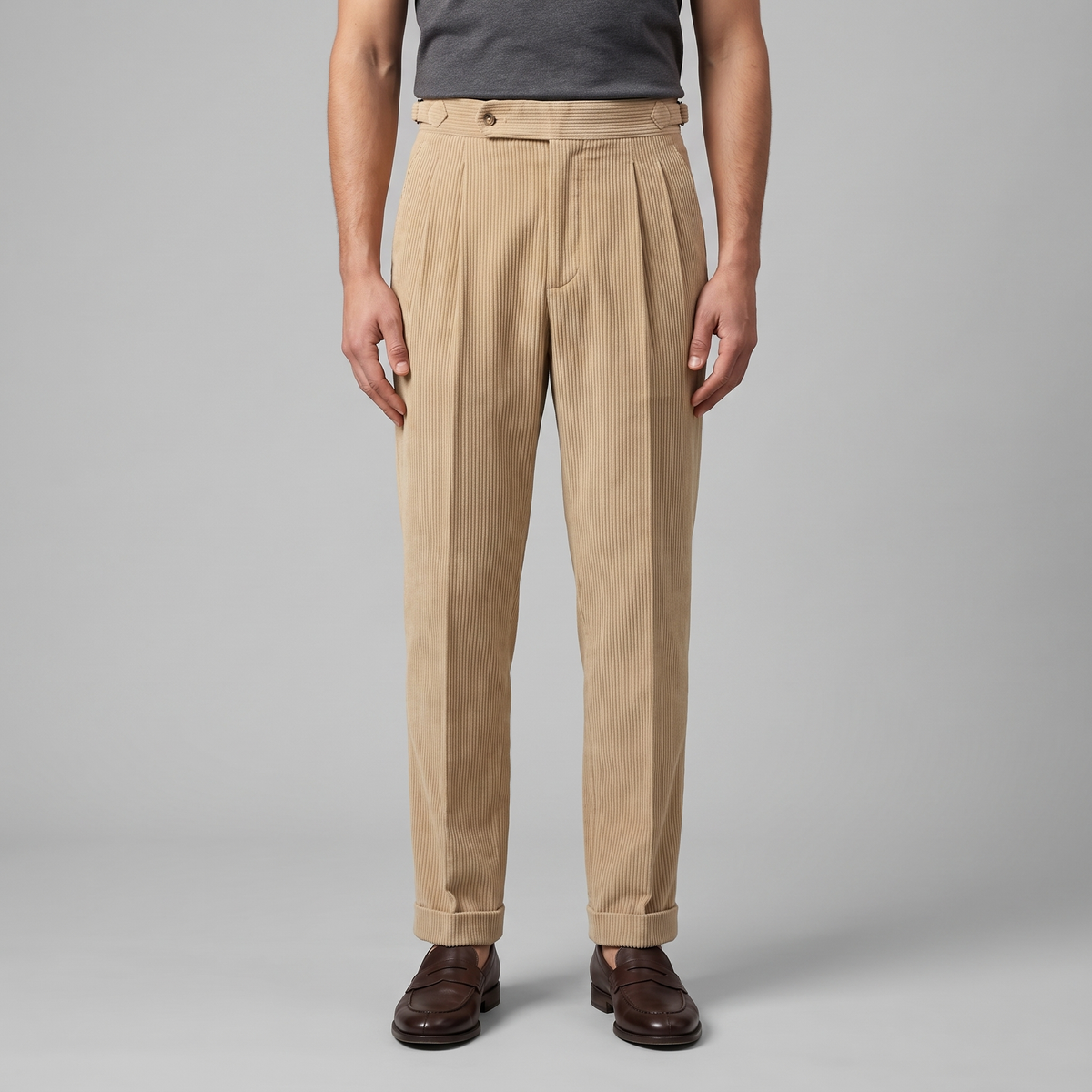 Corduroy Geplooide Broek Heren