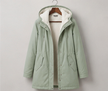 Warme Lange Winterparka voor Dames met Fleece Voering en Capuchon