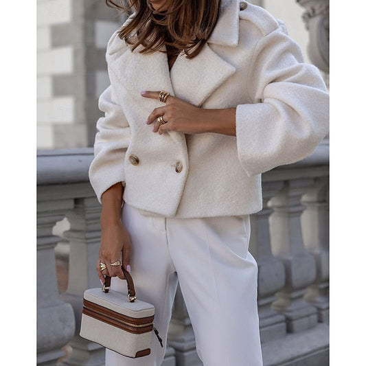 Stijlvolle Cropped Jas met Luxe Buttons