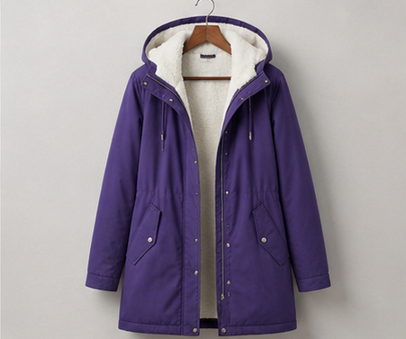 Warme Lange Winterparka voor Dames met Fleece Voering en Capuchon